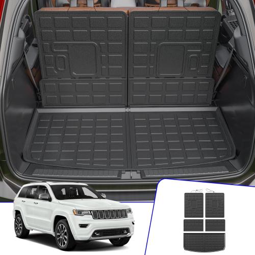 Size Large Rongtaod Cargo Mat Compatible with 2021-2025 Jeep Grand Cherokee L Cargo Liner Trunk Mat TPE Back Seat Cover Protector 2024 Jeep Grand Cherokee L Accessories (Trunk Mat Backrest Mats)