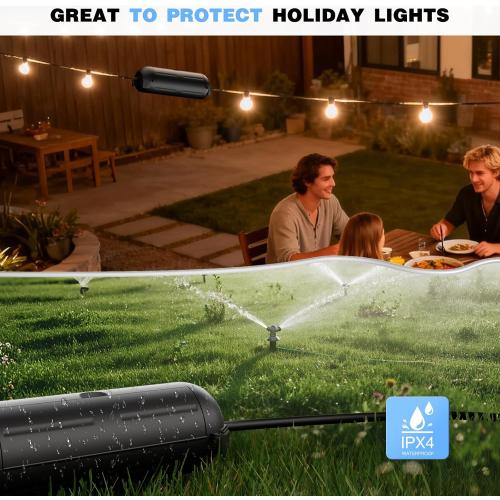 Flemoon [3 Pack] Outdoor Extension Cord Safety Cover with Waterproof Seal, Weatherproof Electrical Connection Box to Protect Outdoor Outlet, Plug, Socket, Christmas Holiday Decoration Light, Black