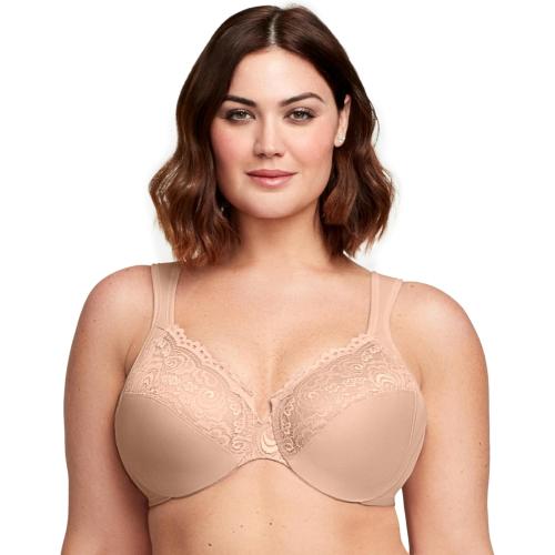 Glamorise Women's Plus Size Low Cut Wonderwire Lace Bra Underwire #1240