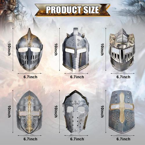 Frienda 12 Pcs Knight Masks for Kids Medieval Party Decor Paper Knight Helmets Masquerade Mardi Gras Mask Costume Gift Accessories