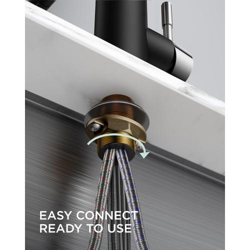 FORIOUS Kitchen Faucets with Pull Down Sprayer, Stainless Steel Commercial Single Handle Classic Spring Pull Out Sink Faucet for Farmhouse Camper Laundry Utility Room, Black Chrome