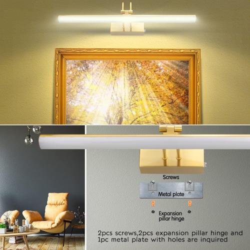 Size 20 Color Brass Picture Light,2Colors Art Lights for Paintings,20 Battery Wall Light,Remote Control Accent Lighting with Timer and Dimmable for Frame,Portrait,Artwork-Brass