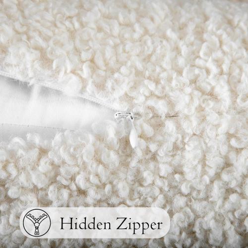 Faux Fur Wool Lumbar Pillow Cover 14 x 36 inch, Sherpa Long Pillow Cover Beige Luxurious Soft Couch Cover Case Home Decor for Sofa Bed Living Room, ONLY 1 Cover