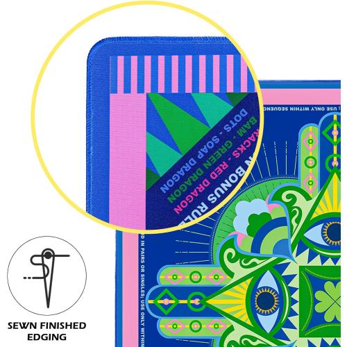 Neoprene Mahjong Mat with Rules (33 x 33), No Creases American Mahjong Mat, Anti-Slip & Noise Reduction Mahjong Learning Mat, Mahjong Mat Gifts for Women (Lucky Pink Blue)