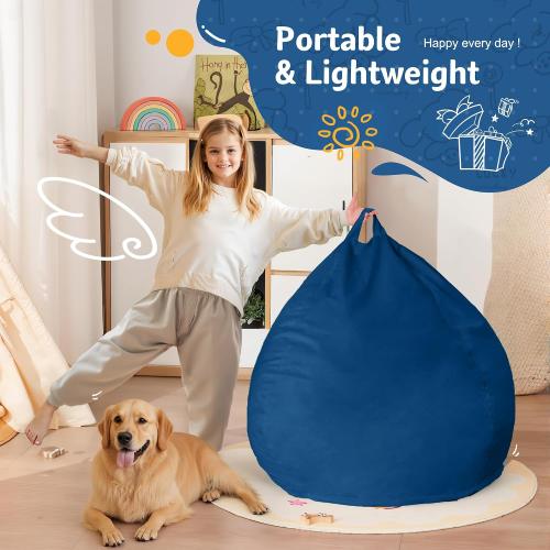 Homguava Bean Bag Chair: Bean Bags with Memory Foam Filled,Comfy Beanbag Chairs Round Bean Bag Sofa with Dutch Velvet Cover-2FT-28 x28 x22,Blue