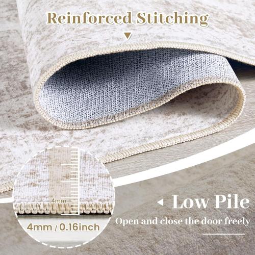 Area Rug Living Room Rug, Machine Washable Vintage Distressed Medallion Rug Non-Slip Soft Low Pile Large Indoor Rugs for Bedroom Kitchen Dining Room Office(stone grey/ beige)