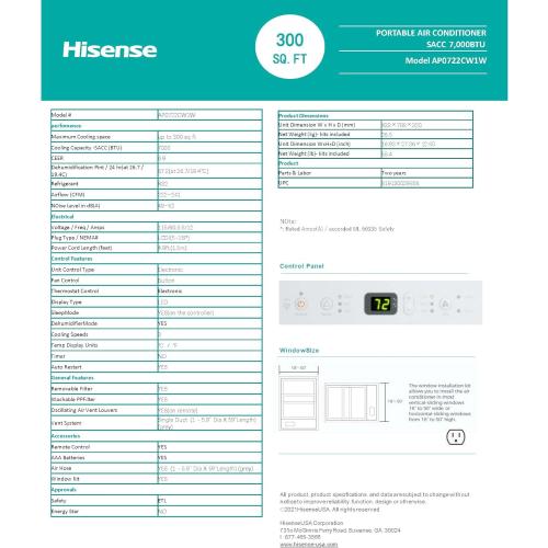 Hisense Vented Portable Air Conditioner (Renewed)