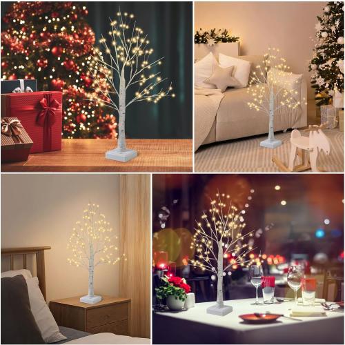 144 LED Artificial Lamp with Timer, DIY Birch Tree with Lights, USB/Battery Powered, Fairy Light Spirit Tree for Table Home Wedding Bedroom Christmas (Warm White)