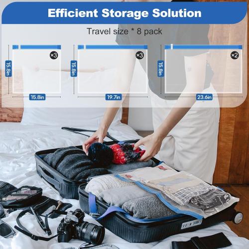 VMstr Travel Vacuum Storage Bags with Electric Pump (USB Pump   8 Combo Bags)