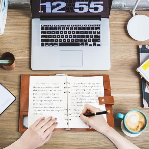 Wonderpool Leather Journal Refillable Notebook Spiral Diary Binder Portfolio - A5 Dot Grid Paper & Inner Pockets for Travel Work and Personal Organizer (Lake Blue, A5)