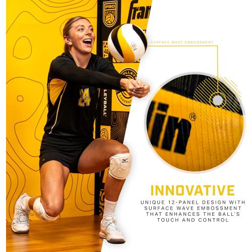 Franklin Sports PVF Real Pro Indoor Game Volleyball - Official Size Professional Indoor Volleyball for Match Play - 12 Panel Microfiber Cover Game Ball - Ball   Pump with Needle Set