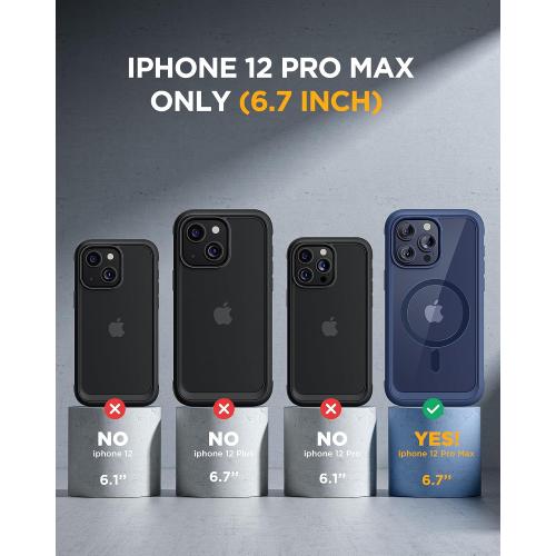 Size iPhone 12 Pro Miracase Magnetic for iPhone 12 Pro Max Case [Compatible with MagSafe] Full-Body Phone case with Built-in Glass Screen Protector& Camera Protector, Military Drop Proof 12 Pro Max Cover, Blue