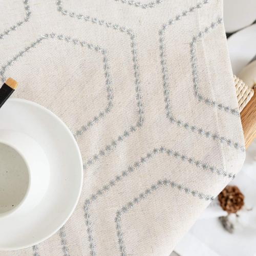 jinchan Grey Boho Window Curtains 84 Inch Length 2 Panels Set Linen Textured Light Filtering Curtains Honeycomb Embroidered Design Living Room Drapes Bedroom Bronze Grommet Window Treatments Set