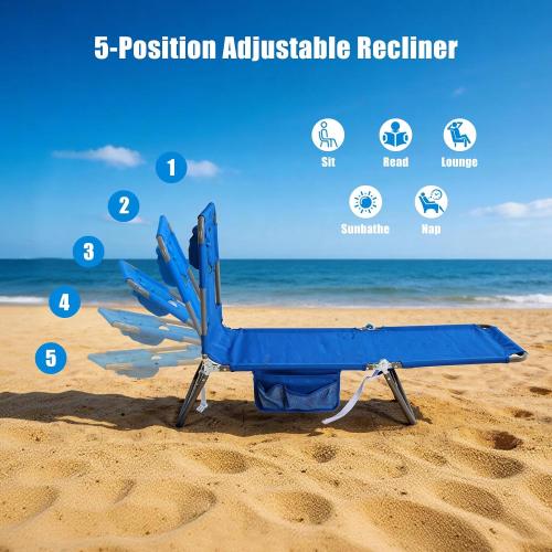 SUNNYFEEL Lay Flat Tanning Chair with Face Down Hole & Arm Slots, Backpack Beach Lounge Chair, 5-Position Folding Sunbathing Chair, 300 LBS Heavy Duty, 72 L x 22 W for Beach, Pool, Camping