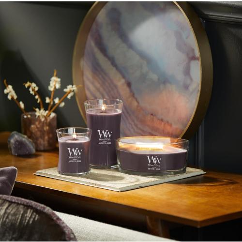 WoodWick Medium Hourglass Candle Amethyst/Amber - Premium Soy Blend Wax Pluswick Innovation Wood Wick Made in USA