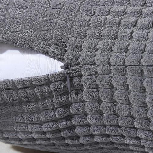 Softalker Throw Pillow Covers 18x18 Inch, Set of 2, Soft Corduroy Boho Stripe Decorative Pillow Cover, Couch Fluffy Pillow Cover for Farmhouse Home Decor Bed Living Room, Dark Grey
