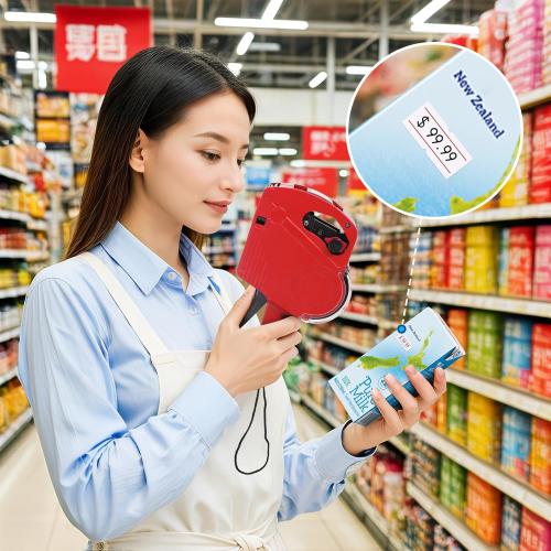 Price Gun,Handheld Price Tag Gun Red Pricing Gun with Extra 10,000 Pad Labels and 2 Pack of Inks Price Guns Tool Set for Retail, Price Stamp for Groceries Price Labeling