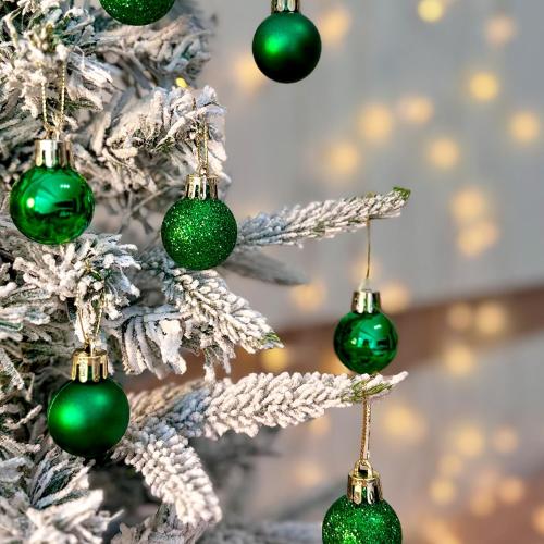 Mini Christmas Balls Ornaments for Xmas Tree - 1.2 Inch Small Shatterproof Christmas Tree Decorations Hanging Ball for Holiday Wedding Party Decoration Dark Green