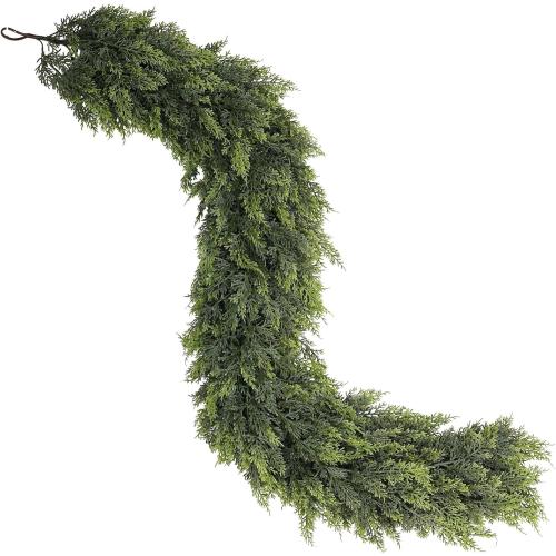 Real Touch Christmas Cedar Garland -9ft Artificial Garlands Faux Cedar Fake Pine Needles Garland for Fireplace,Table,Window,Stairs,Mante,Holiday Indoor Outdoor Xmas Decor(1PCS)