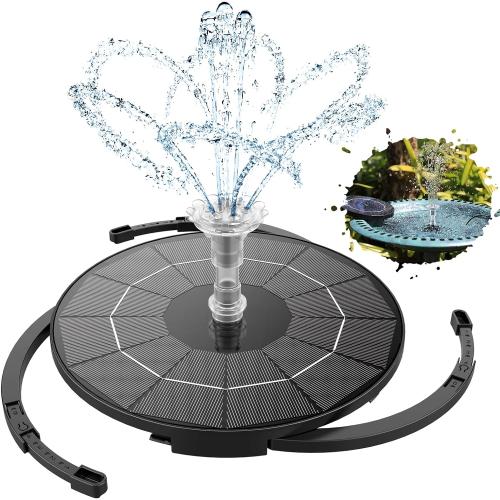 3.5W Solar Fountain Pump for Water Feature Outdoor DIY Solar Bird Bath Fountain with Multiple Nozzles, Solar Powered Water Fountain for Garden, Ponds, Fish Tank and Aquarium