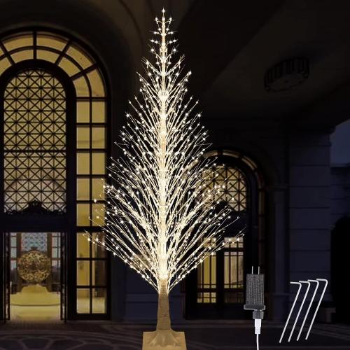 7FT Lighted Birch Tree 1000 LED Warm White Lights with Twinkle Lights，Twinkling or Steady Function for Selected, LED Artificial Tree Light for Indoor Outdoor Christmas Decorations