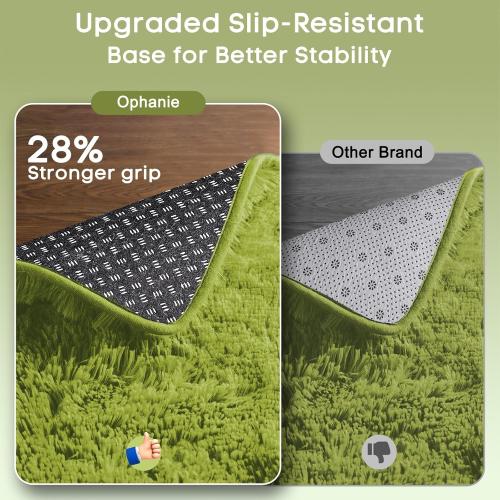 Ophanie Green Rug Grass Area Rugs for Bedroom, 4x6 Shag Fluffy Carpet, Fuzzy Furry Plush Soft Cute Kids Baby Girls Shaggy Bedside Indoor Floor Carpets for Teen Dorm Home Decor Aesthetic, Nursery