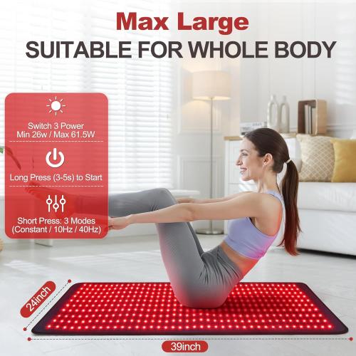 Pedete Red Light Therapy Mat for Body, 39''x24'' Large Infrared Light Therapy Pad with Timer, Birthday Mothers Day Gifts for Women Men, 660nm&850nm for Back Shoulder Joint Full Body with Storage Bag