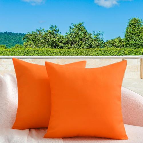 Throw Pillows, Pillows with Inserts, Square Decorative Pillows for Patio Furniture Garden Couch Sofa Home(Orange, Set of 2)