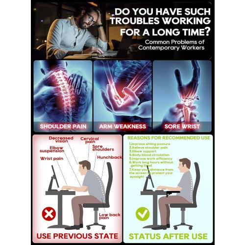 Black 30 NODOCA Arm Rest for Desk, Ergonomics Wrist Rest, Desk Extender, Soft Sponge Built-in, Comfortable Arm Support for Desk, Wrapped in Eco-Friendly Leather, Foldable Elbow Rest for Desk(1, Black, 30'')