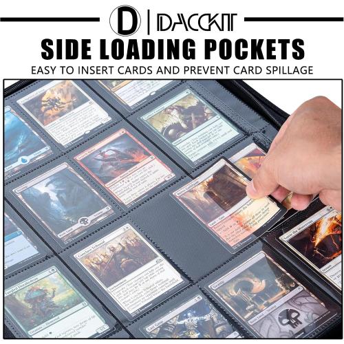 D DACCKIT Card Binder 16 Pocket - Fits 1024 Cards，4X4 Ringless Card Album with Sleeves for Trading Cards & Sports Cards（Model A，Classic White）