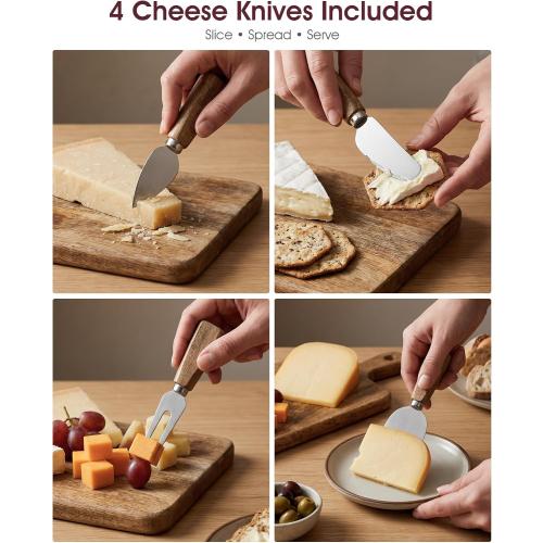 Charcuterie & Cheese Board Set, 5-Piece, 15.7, Acacia Wood