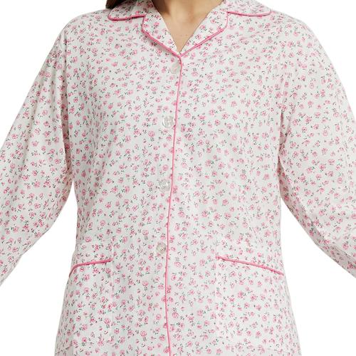 Women's Medium 100% Cotton Pajama Set For Women Long Sleeve Soft Button Pajamas Elastic Drawstring PJs