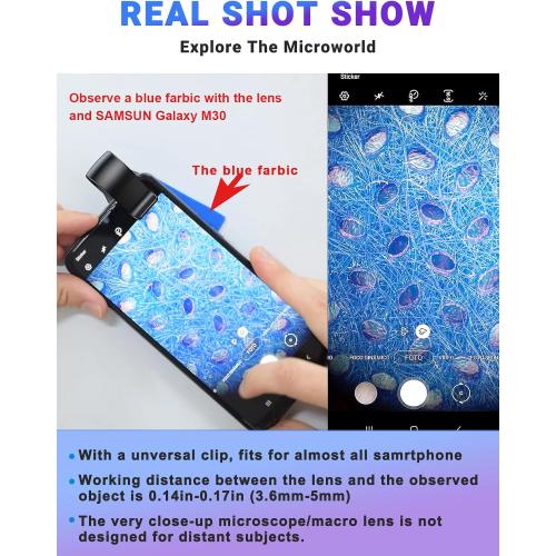 APEXEL Nano Zoom 100x Phone Micro Lens with LED Light for Smartphone - Pocket Microscope & Camera Lens Attachment
