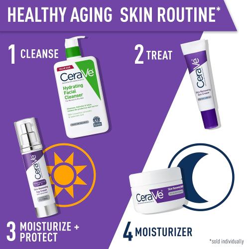 CeraVe Eye Cream for Wrinkles with Peptides, Caffeine & Niacinamide, 0.5oz | Dermatologist-Tested Skin Care Formula Targets Crows Feet and Delicate Under-Eye Skin To Visibly Smooth, Restore, and Protect