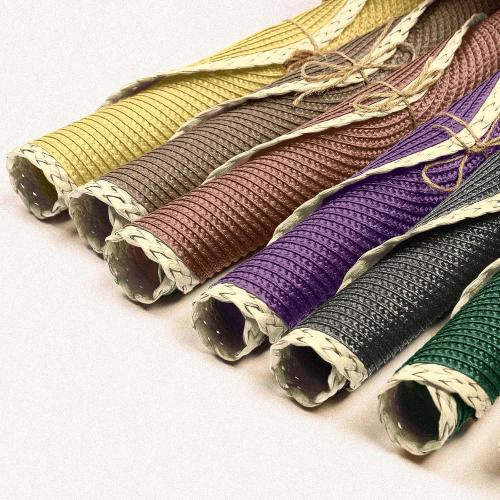 Noctiflorous Round Placemats Set of 6, 15 Inch Braided Hand Woven Table Mats, Heat Resistant Non-Slip Wipeable Thin Edge Place Mats for Kitchen Dining Indoor Outdoor Use(Purple, 6)
