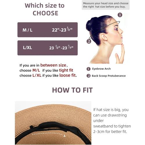 Womens Mens Wide Brim Straw Panama Hat Fedora Summer Beach Sun Hats UPF Straw Hat for Women