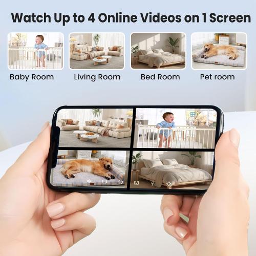 Indoor Camera, 2K Cameras for Home Security with Color Night Vision & Siren, 2-Way Audio for Pet/Dog/Baby/Nanny, 2.4GHz WiFi Camera, Cloud & SD Card Storage, Works w/Alexa, Magnetic Base