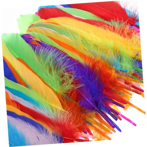 IWOWHERO 120pcs Decorative Goose Plume for Crafts Wedding Decorations and Soft Natural Elegant Colors for Floral Arrangements and Accessories