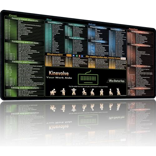 Excel/Word/Outlook/PowerPoint Shortcut Keys Mouse Pad, Shortcut Mat for Pc Office,Large XXL Gaming Mousepad,Non-Slip Stitched Edge 35.4 x 15.7