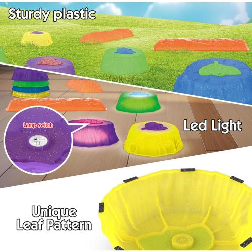 Set of 8 Stepping Stones for Kids - 8Pcs Non-Slip Plastic Stepping Stones with LED Lights, Preschool Balance & Gross Motor Skills Game Toys, for Toddlers 3 Years Up, Outdoor & Indoor