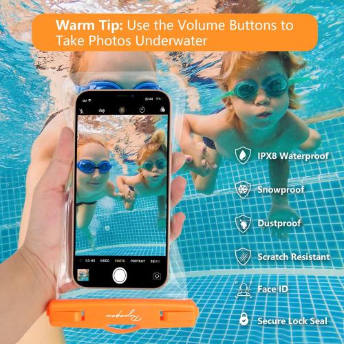 Waterproof Phone Pouch Bag - 7.5in Water Proof Cell Phone Case for Beach Travel, IPX8 Dry Bag with Lanyard for iPhone 16 15 14 Pro Max Galaxy S25  S24 , Cruise Ship Essentials 2025