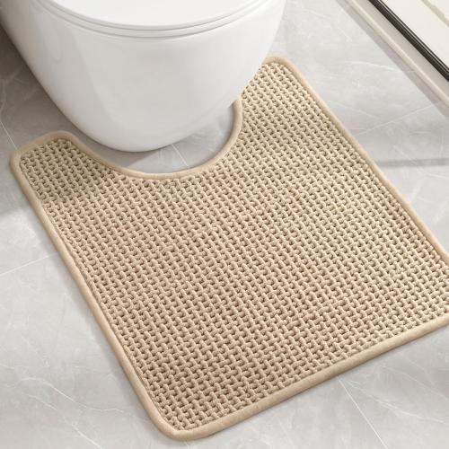 Color&Geometry 20x24 Chenille Toilet Rugs U Shaped Stain Resistant,Khaki
