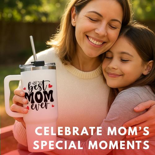Christmas Gifts For Mom - Best Mom Ever Tumbler With Handle 40oz, Mommy Coffee Mug, Mama Tumblers, Momma Gift Ideas, Funny Birthday Present For Her, Cute Mother Day Gift Tumbler, Mom Cup