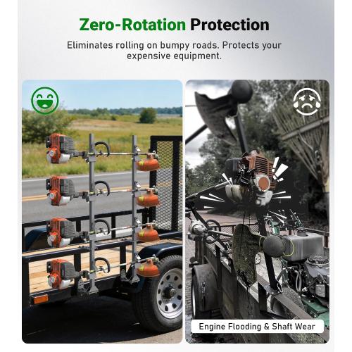 ELITEWILL Weedeater Rack for Open/Enclosed Trailers, Heavy-Duty 4 Place Commercial Trimmer Rack for Trailer Work Landscape Truck Holder Trailer Equipment Accessories Weed Eater Racks w/Lock