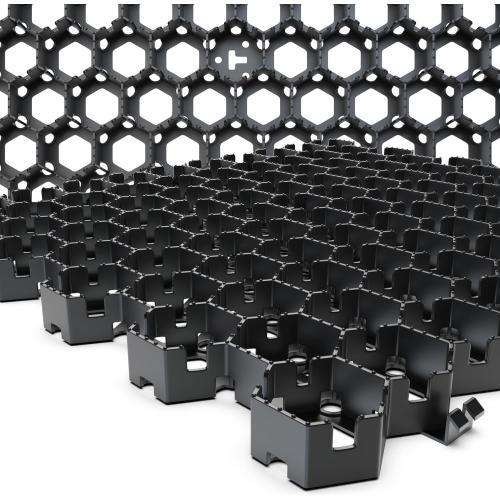 Vodaland Permeable HexPave System - Grass & Gravel Pavers - 100% Recycled PPE Plastic, Handles 27,000 lbs, 1 Depth, 65 s.f / 22 Units