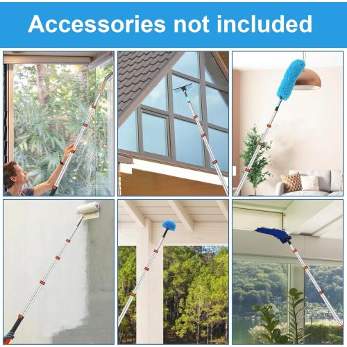 Telescopic Extension Pole Reach to 28FT,Paint Roller Extension Pole, telescoping Pole with Flip-Lock Design, Multi-Purpose extendable Pole for Windows Cleaning Paint Roller, Duster(Orange-20ft)