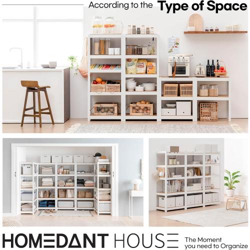 HOMEDANT House 5 Tier 24.1 W Laminated Metal Shelving Unit Adjustable Storage Utility Rack Heavy Duty Shelves Organization Multipurpose Shelf Kitchen Garage Pantry Closet 1 Pack