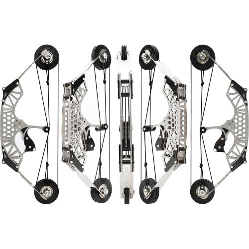 Compound Bow Set Indoor Archery Recreational Gift Stainless Steel Rustproof 11.7 Lbs Draw Air Release Safety Includes 4/12 Arrows Target Paper 22cm Portable (Silver)