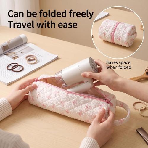 Bow Hair Tools Bag, Styling Tool Organizer for Travel Pink