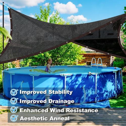 Above Ground Pool Sun Shade Sail, 95% UV-Resistant Shade Cloth 15-22FT Pool | Outdoor Rectangle Canopy with Shade Sail Hardware Kit for Pools, Deck, Backyard Essentials, 16x20FT, Black